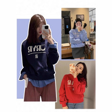 现货韩国grove发泡字母卫衣女25年新款秋冬宽松情侣经典圆领上衣
