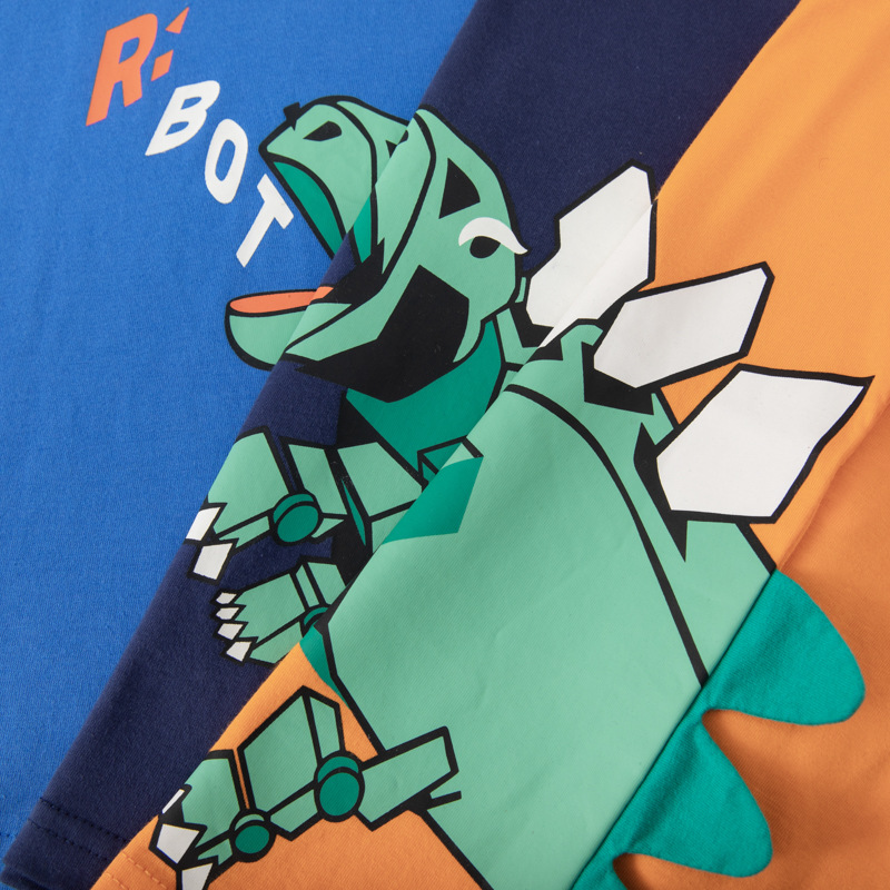 Betop Douyin ropa para niños versión coreana de la nueva camiseta de manga corta para niños niño bebé dinosaurio ropa de moda camisa de fondo