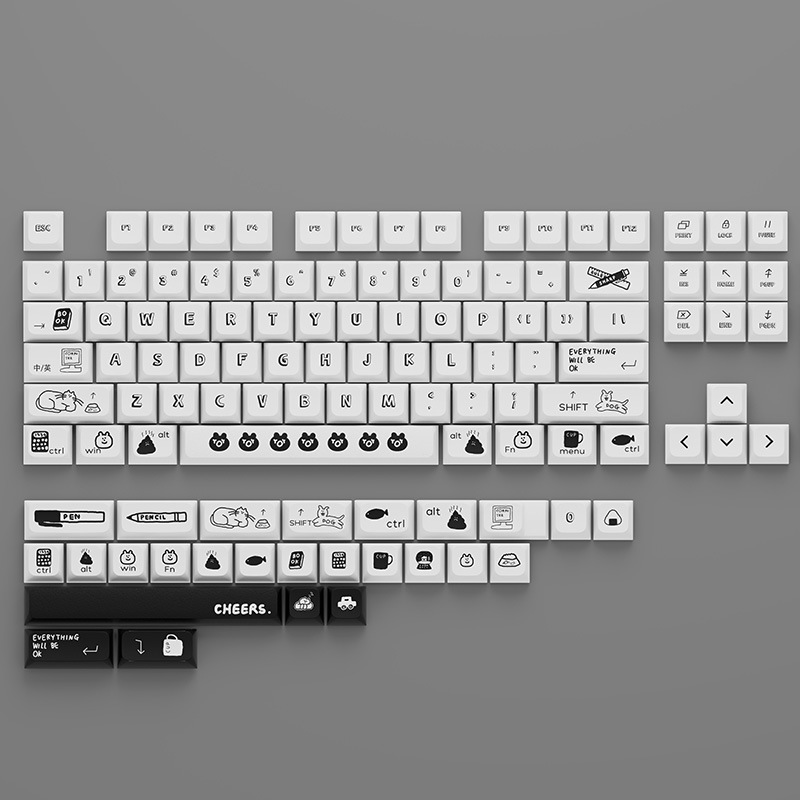 PBT material XDA altura bola tapa sublimación Pacha perro tema patrón grande conjunto completo universal Teclado mecánico keycap