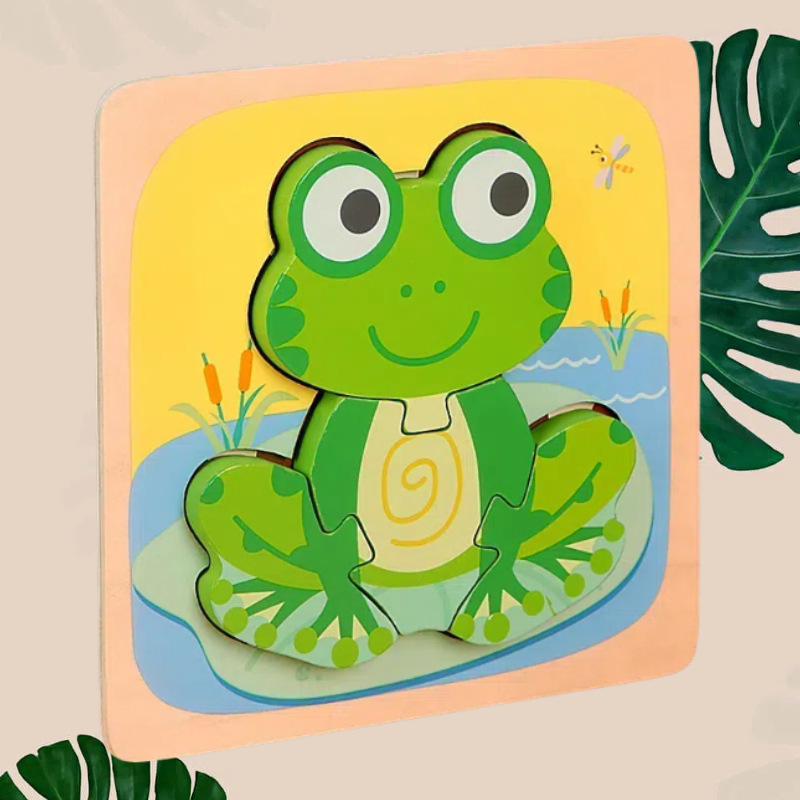 Dibujos animados para Niños Rompecabezas tridimensional entrenamiento concentración de coordinación mano-ojo forma geométrica rompecabezas a juego juguetes educativos. 1