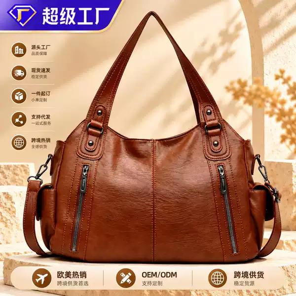 Cross-Border Tote Bag, Large Capacity, Retro, High-End Feel, Crossbody Bag for Women, High-End Shoulder Bag, Fashionable Commuter Handbag