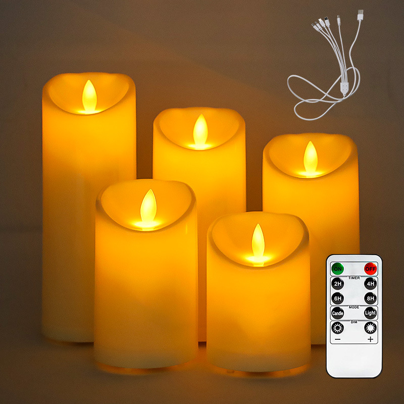 Vela recargable USB lámpara de vela de simulación boda KTV club decoración lámpara led luz de vela electrónica vela transfronteriza