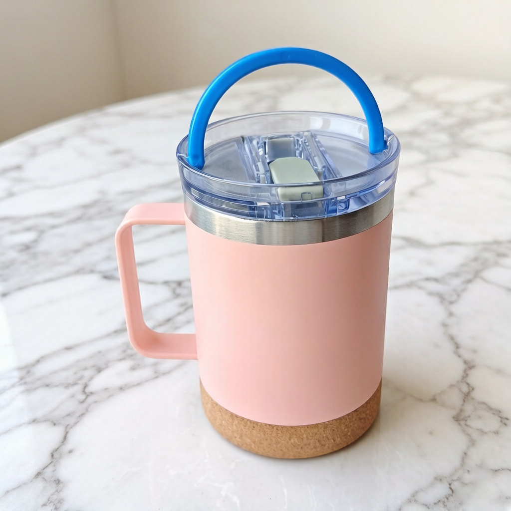 Transfronterizo lujo ligero 450ml 304 taza de acero inoxidable con mango de corcho de oficina taza portátil personalizada