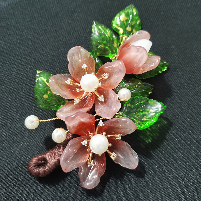 Panhan DIY jewelry hairpin accessories Glass Petal material fat peach blossom meat rose handmade step shake headdress accessories Panhan DIY jewelry hairpin accessories Glass Petal material fat peach blossom meat rose handmade step shake headdress accessories
