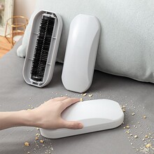 多功能带收纳盒地板除尘刷 果壳碎屑滚动式清洁刷 毛发纸屑床刷