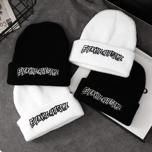 Autumn/Winter Thin Knit Hat for Men and Women, Korean Style Embroidered Woolen Cold Hat for Students, Street Shopping Sweet and Cute Overhead Hat