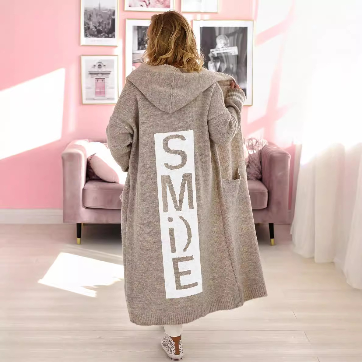 Women's Clothing new knitted sweater cardigan lazy style loose mid length coat_voghion.com