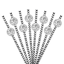 跨境新款迪斯科主题夜店平面球形一次性纸质吸管派对饮品装饰用品