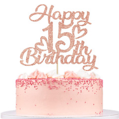 越境専用HAPPY 15歳誕生日ケーキ装飾15歳記念ケーキカード