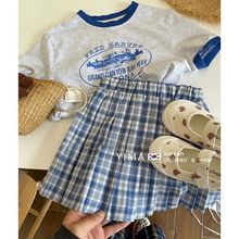 韓范童裝女童夏季學院風百褶裙套裝兒童短袖圓領T恤半身裙兩件套