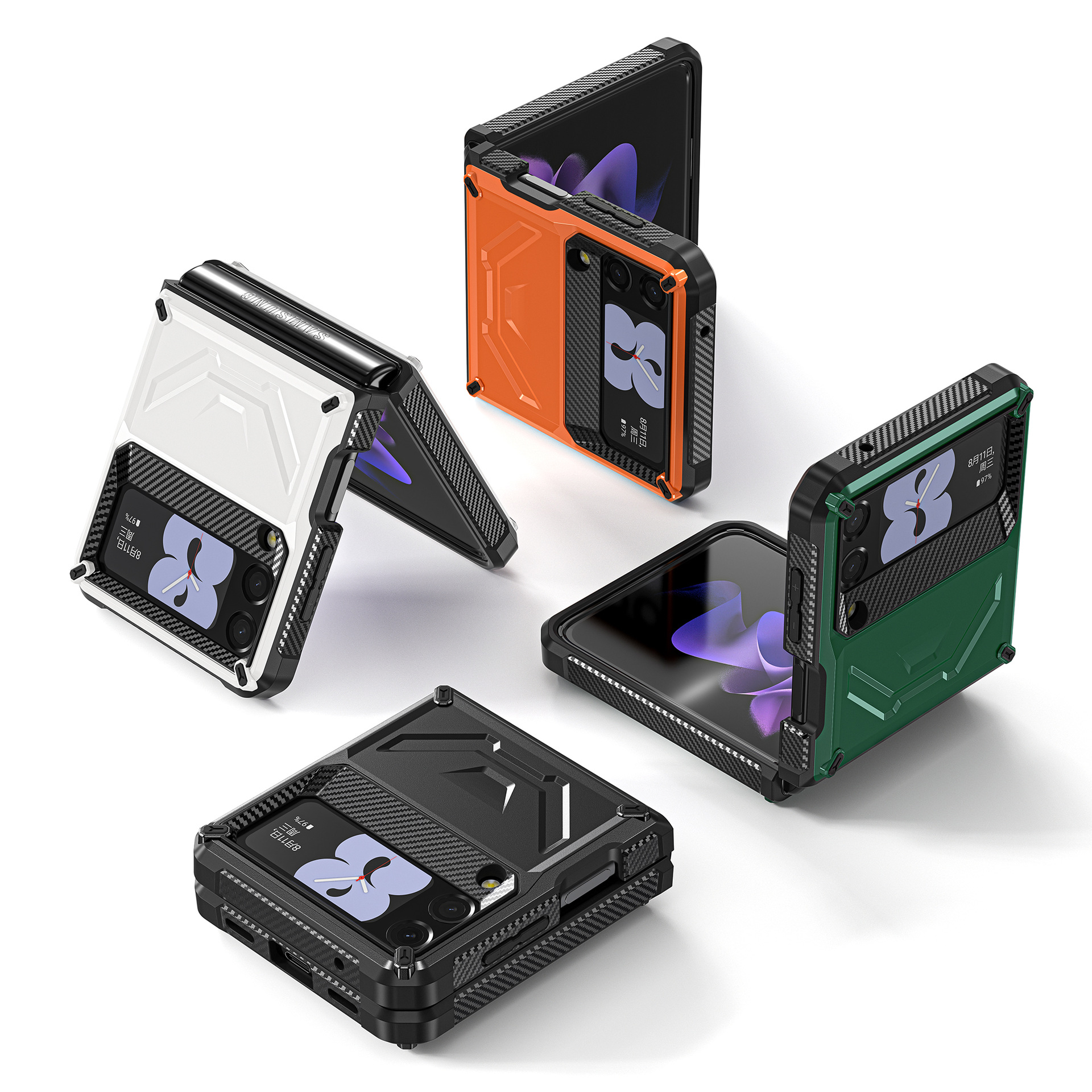 适用于三星Galaxy Z Flip4折叠手机壳 PC材质装甲壳 zflip4保护套