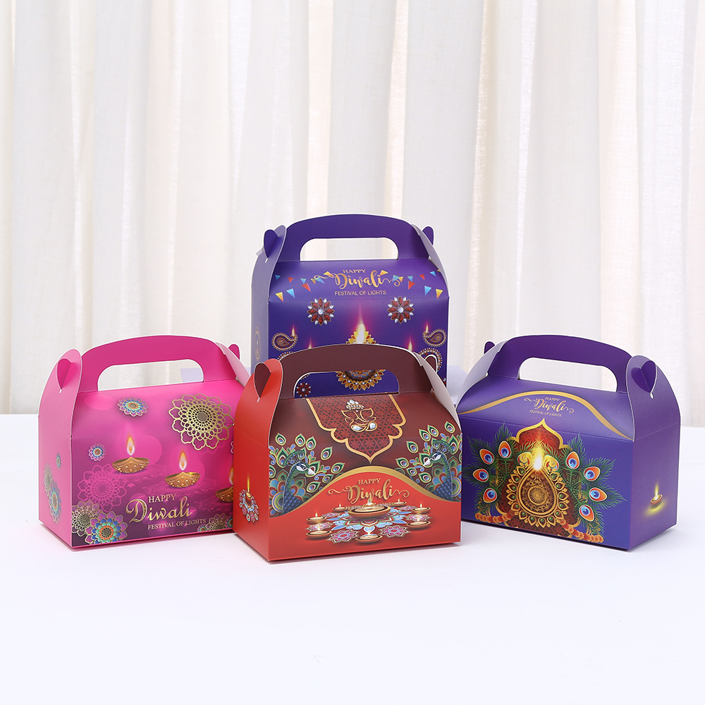 排灯节蛋糕盒甜点手提盒印花打包盒子批发礼物糕点手提礼盒