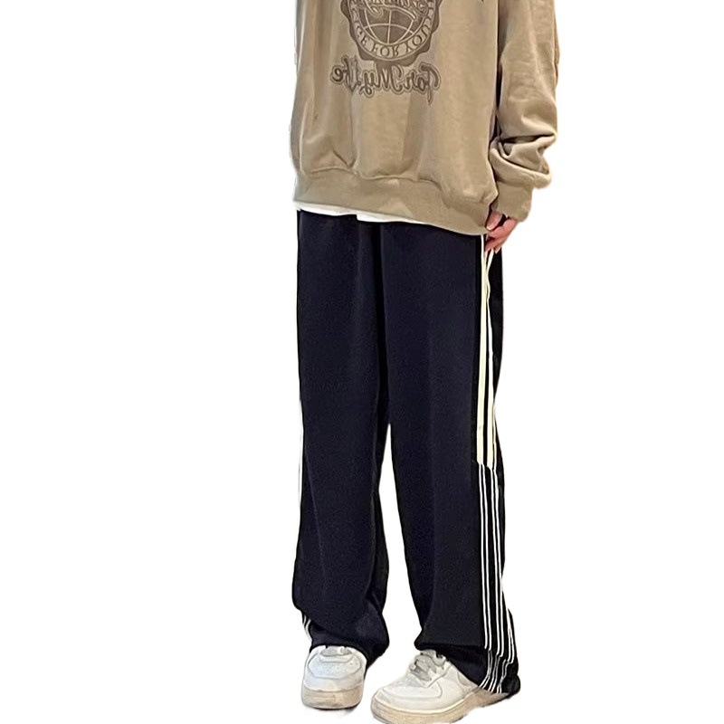 Pantalones deportivos a rayas estadounidenses para hombres y mujeres 2024 pantalones casuales rectos de cintura alta cuerdas sueltas pantalones al por mayor