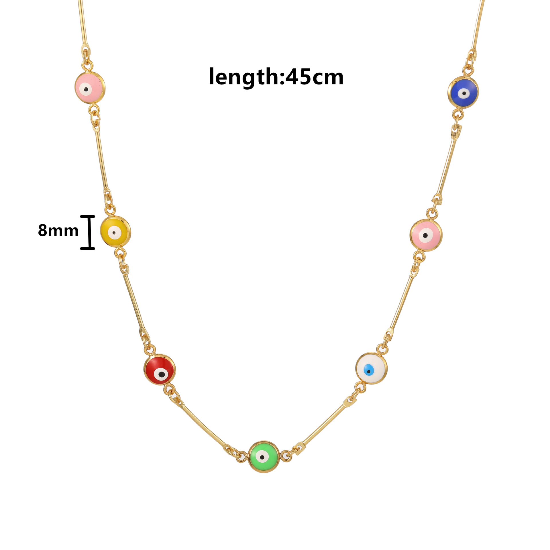 Fashion Simple Colorful Dripping Oil Devilu0027s Eye Copper Necklace