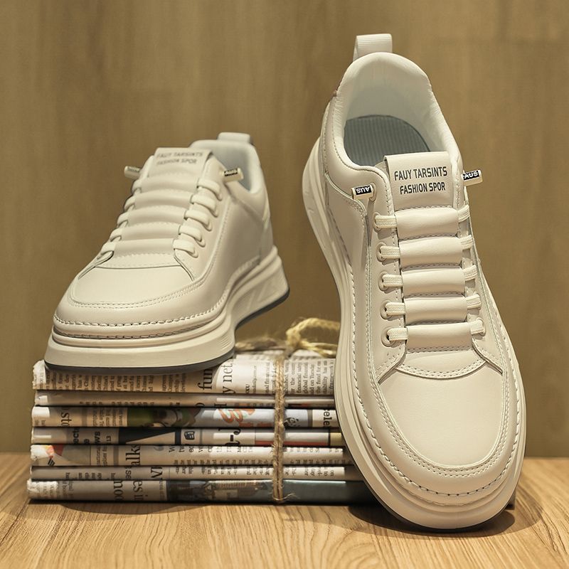 欧洲站男鞋春季潮流百搭运动板鞋男士休闲皮鞋一脚蹬高级感小白鞋