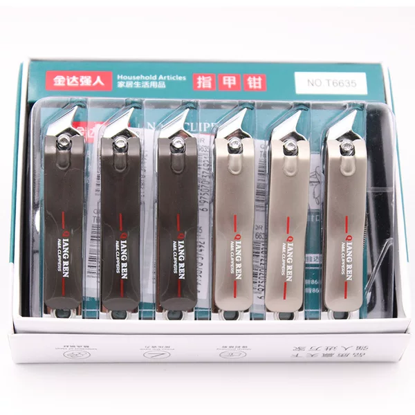 Jinda Qiangmen 6635 Nail Clipper Oblique Mouth Medium Nail Clipper Household with File Nail Clipper Boxed in stock Wholesale