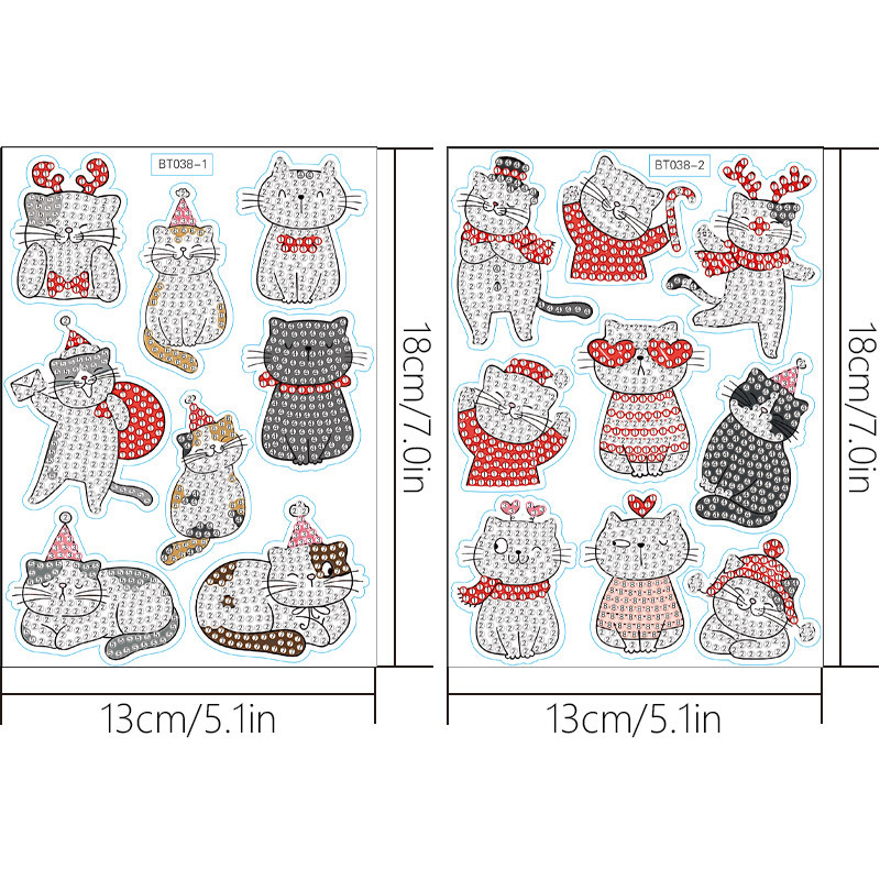 Venta caliente de la Navidad de dibujos animados gatito Diamante pintura libre pegatinas DIY pegatinas de ladrillo pegatinas de pared niños hechos a mano pegatinas de diamantes redondos