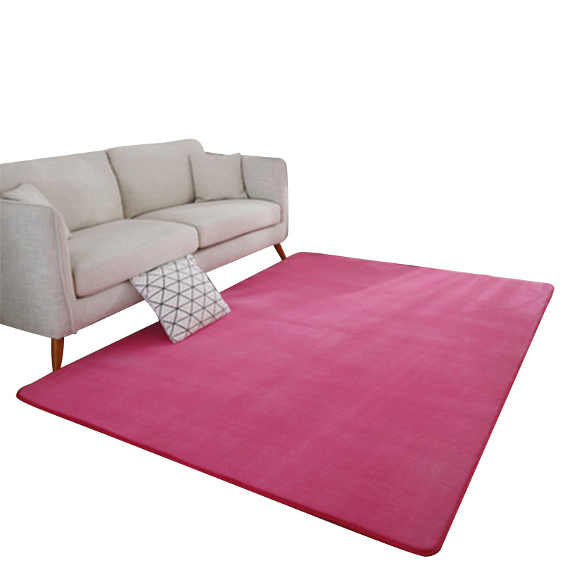 Coral fresco lana color sólido salón sofá alfombra nórdica simple dormitorio totalmente cubierto espesado piso