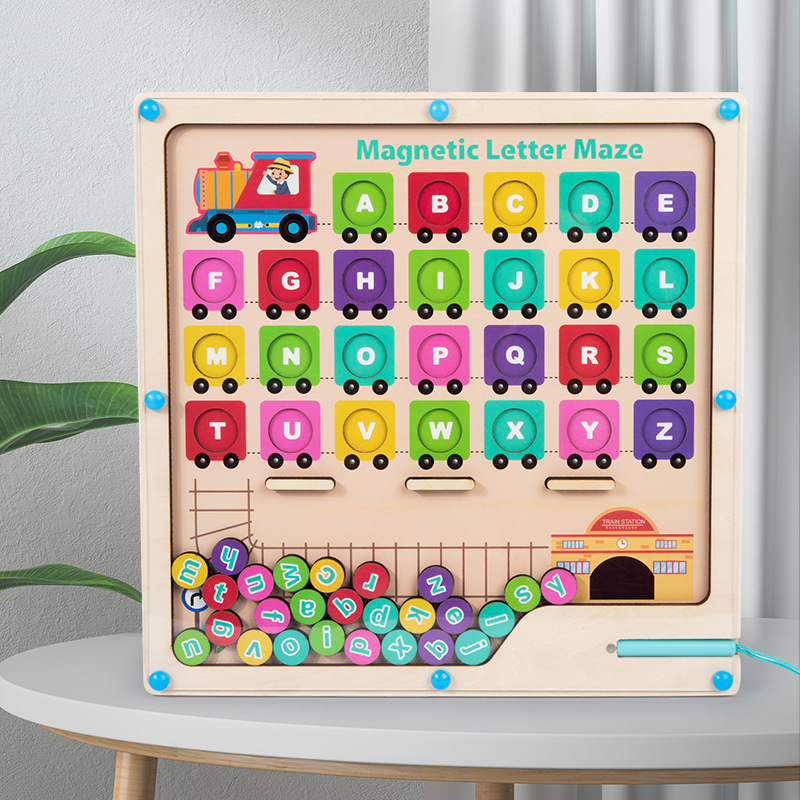 Rompecabezas de dinosaurios laberinto de cuentas para niños aprendizaje de la primera infancia clasificación de colores número laberinto magnético juego de mesa juguete