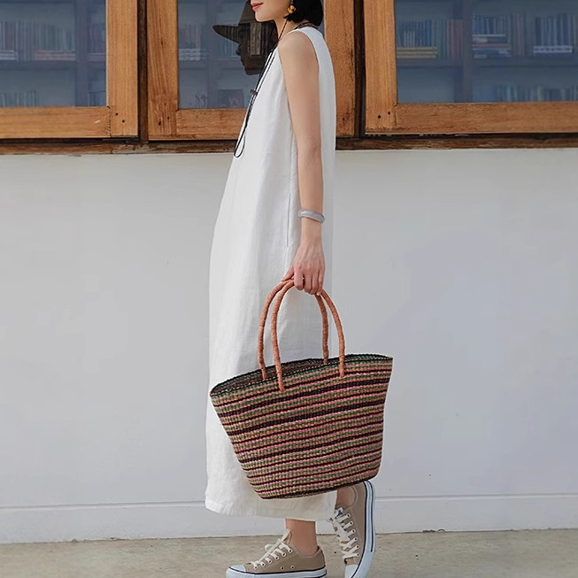 2025 Spring and Summer New High-Quality Hemp Fashionable and Cool Sleeveless Lined Cocoon-Shaped Pullover Long Dress