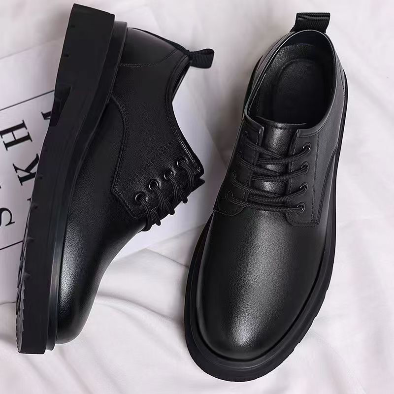 Autumn Large-Toe Business Casual Leather Shoes with Laces, Soft Soles, Versatile Men's Formal Black Trendy Non-Slip Dress Shoes Autumn Large-Toe Business Casual Leather Shoes with Laces, Soft Soles, Versatile Men's Formal Black Trendy Non-Slip Dress Shoes