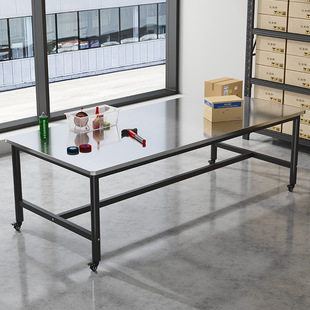 Stainless Steel Mobile Wheeled Heavy-Duty Workbench Express Packaging Table Cutting Table Factory Workshop Operating Table Packaging Table