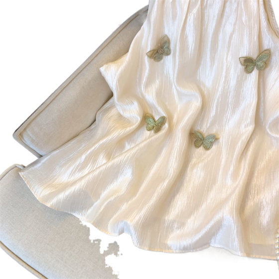 French Retro Three-dimensional Butterfly Decoration Sleeveless Halter Camisole Women's Summer Design Sense Chiffon Shirt Top