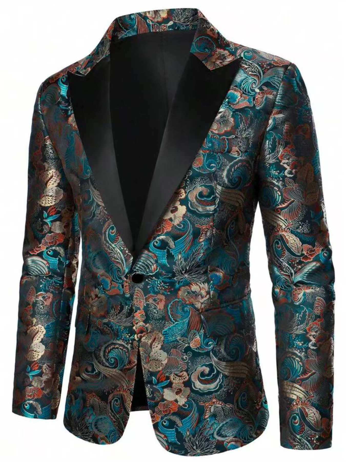 Herren Slim Fit Sakko Mit Blumenmuster Für Business Und Freizeit_voghion.com
