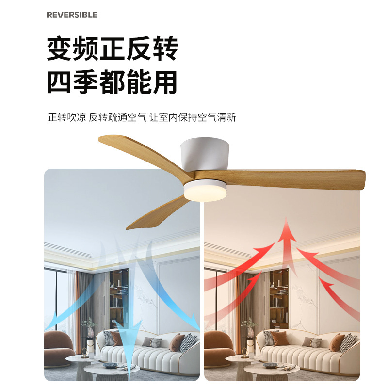 Ventilador de Techo Inverter con Luz, Metal, Acrílico y MDF, con Control Remoto, para Sala de Estar y Dormitorio