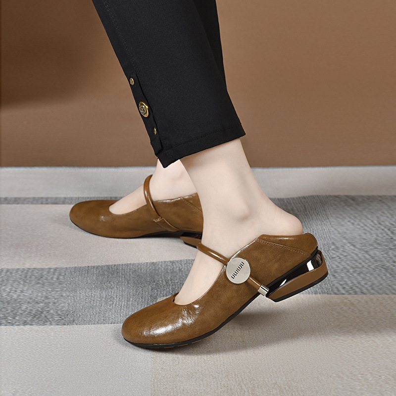 Shallow Mouth Shoes Summer Round-toe Soft-soled Genuine Leather Mary Jane Women's Shoes Thick Heeled Small Leather Shoes Slip-on Flat Moms Shoes Shallow Mouth Shoes Summer Round-toe Soft-soled Genuine Leather Mary Jane Women's Shoes Thick Heeled Small Leather Shoes Slip-on Flat Moms Shoes