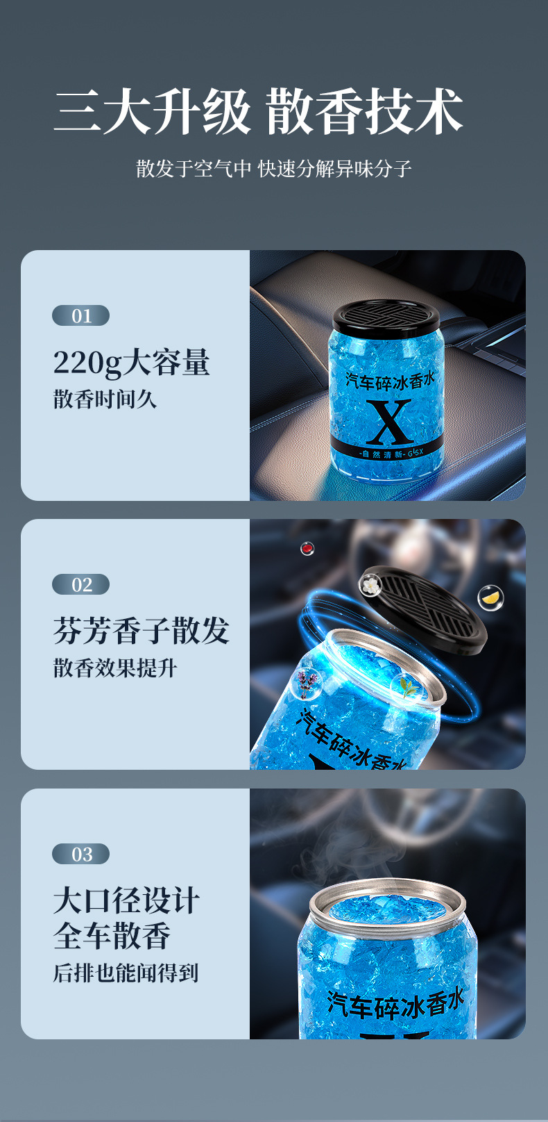 2025 Car Ice Crushed Balm Solid Cup Holder Aromatherapy Car Fragrance Car Perfume Balm Long-Lasting Light Fragrance