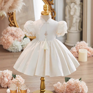 One Year Old Dress Baby Girl 2025 New Children's Grab Week Clothes Girl's Chinese Style dress Summer
