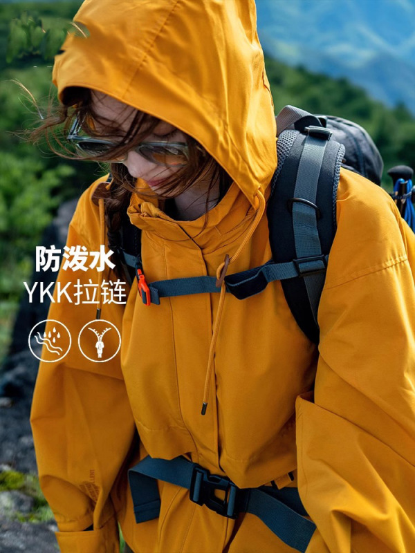 啄木鸟黄亦玫同款冲锋衣套装女士新款三合一户外运动爬山旅游穿搭|undefined