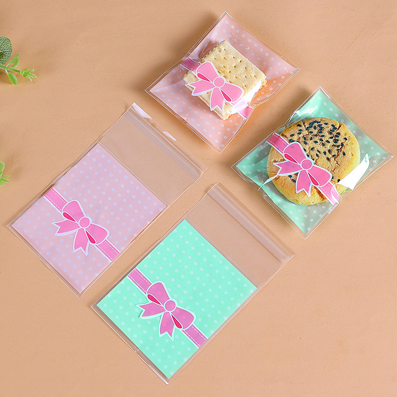 2色选 蝴蝶结自粘袋 西点包装袋 糖果袋 礼品袋 烘焙袋 可批发