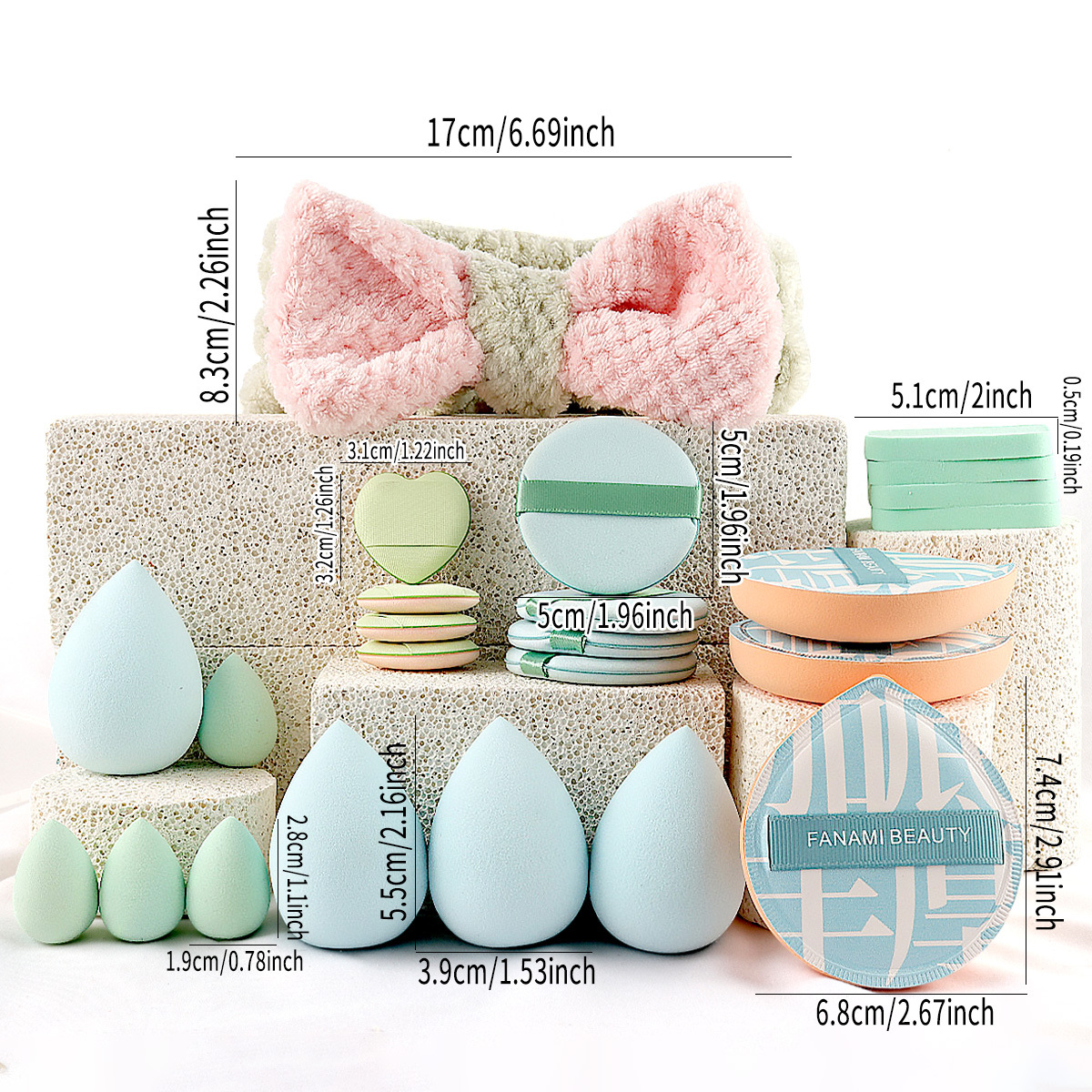 Juego de 33 piezas de herramientas de belleza con bolsa de cosméticos de viaje