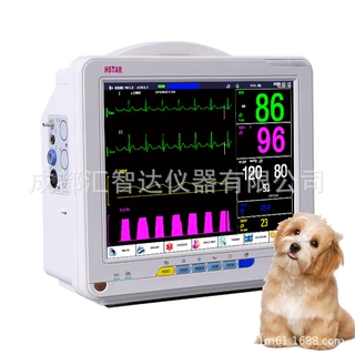 厂家直销 汇智达12寸便携式动物兽用心电监护仪 多参数宠物监护仪