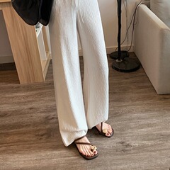 葡萄媽studiolee 2024夏季新款人字平底方頭一字帶夾趾涼拖鞋女