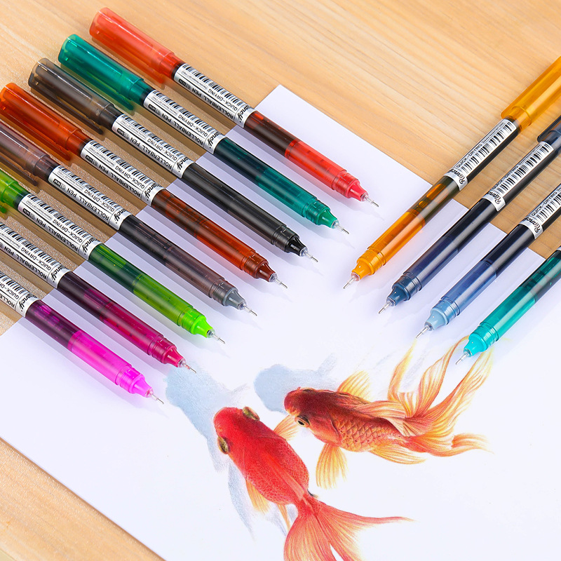 Large-capacity, direct-liquid ballpoint pen, Morandi color series, quick-drying, direct-liquid pen, children's colored water pen, drawing and outlining set