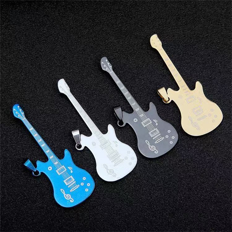 Collana con ciondolo a forma di chitarra in acciaio inox uomo_voghion.com