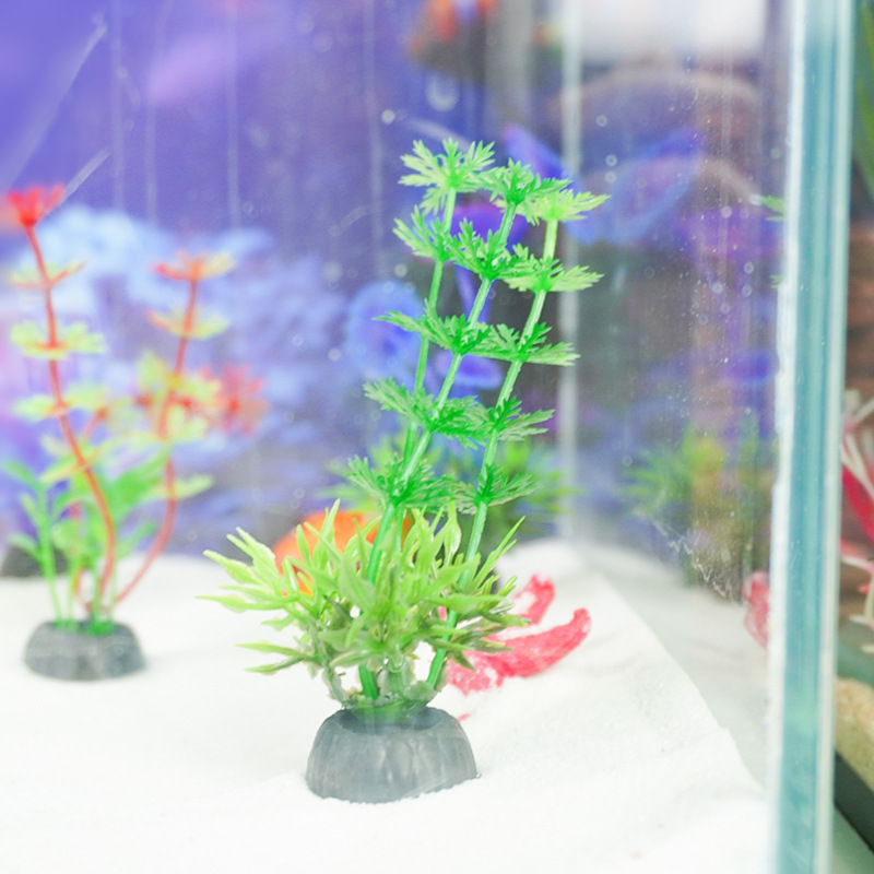 Venta directa de fábrica simulación base de plástico de plantas acuáticas falsas suministros de acuario de algas marinas decoración de peceras con fuente de plantas