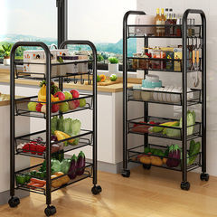 家庭用キッチンラック収納収納物着地移動式多層カート多機能家庭用野菜バスケット