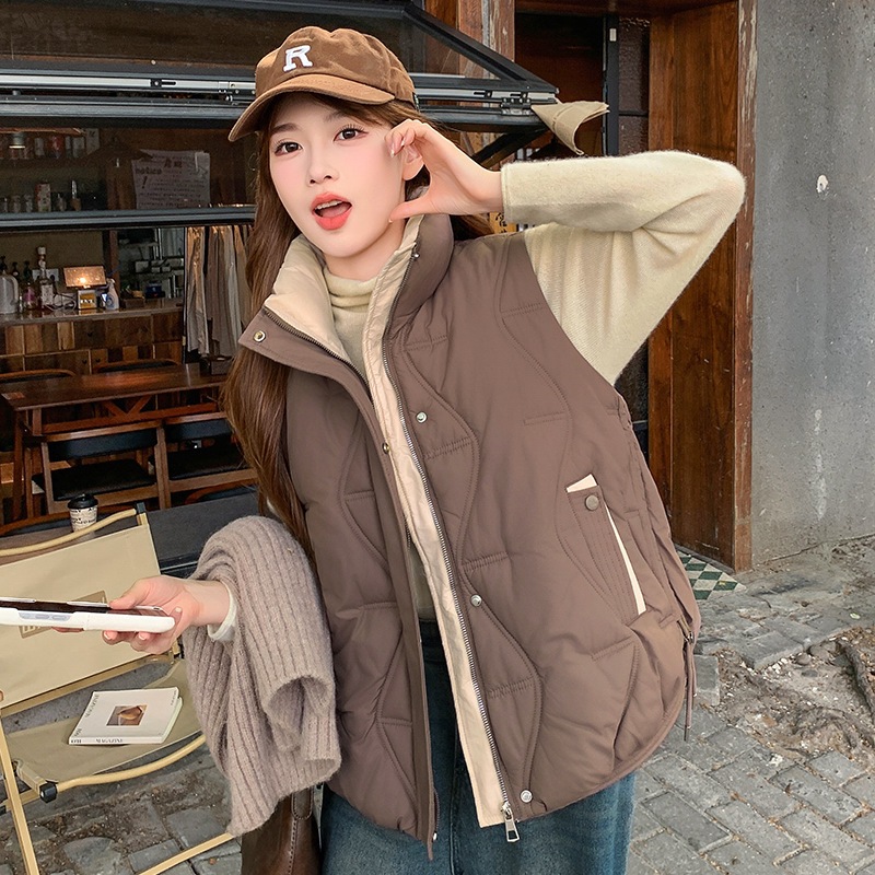 2025 comercio exterior algodón cálido chaleco de invierno de otoño nuevo chaleco cálido casual ligero abrazadera de caballo abrigo de cuello vertical