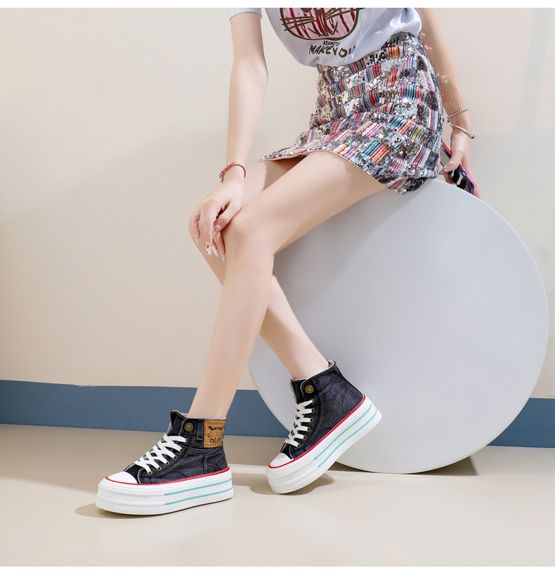 Damen Running Schuhe Mit Dicker Sohle Aus Canvas Für Den Alltag_voghion.com