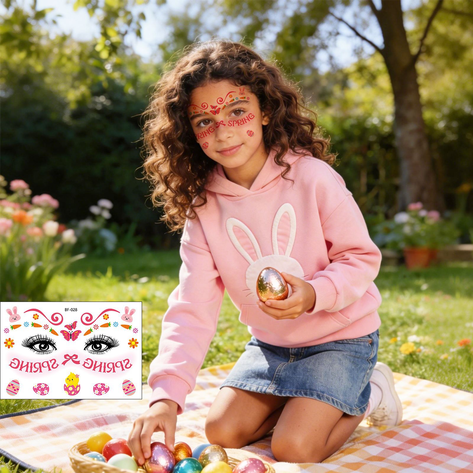 Tatuajes Temporales Infantiles de Pascua Papel de Transferencia de Agua Impermeable para Fiesta