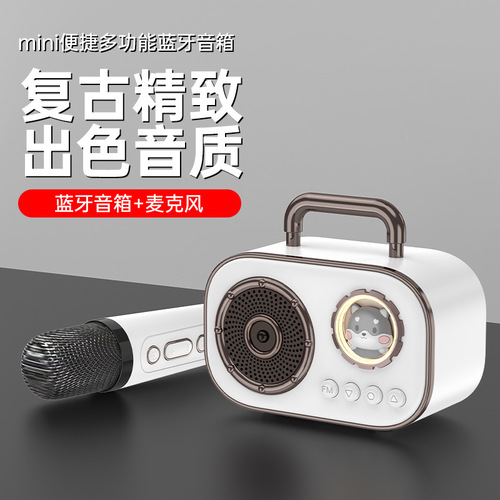 Portable Bluetooth slightly household wireless K Gebao stereo with microphone microphone outdoor singing small family KTV