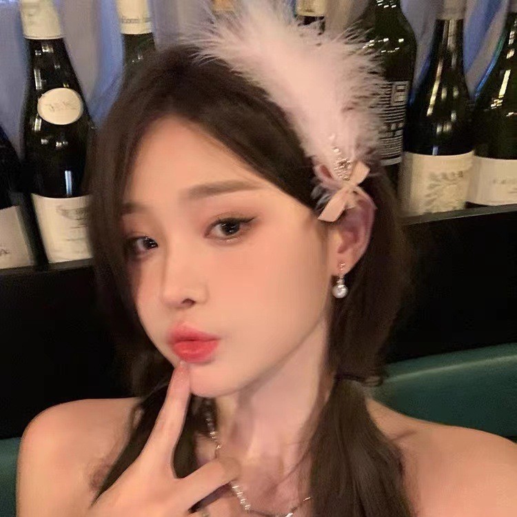 超仙气质蝴蝶结羽毛发夹女高级感鸭嘴夹子发饰头饰发卡2023新款 2