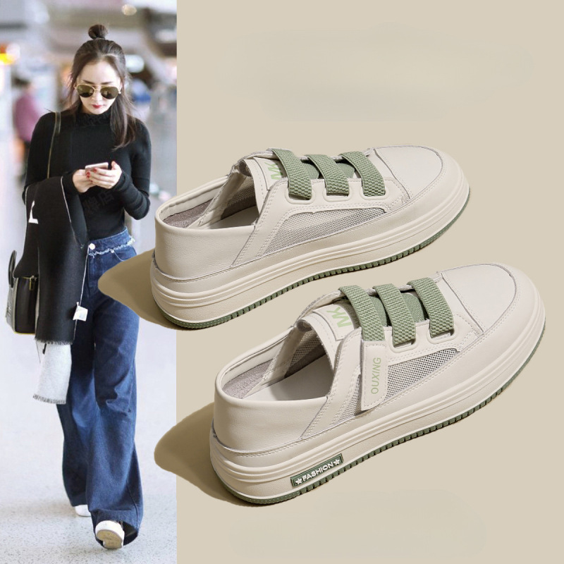 Breathable Slip-On White Shoes for Women, 2025 Spring New Model, Dual-Wear Summer Style, Thick-Soled Mesh Thin Summer Style Breathable Slip-On White Shoes for Women, 2025 Spring New Model, Dual-Wear Summer Style, Thick-Soled Mesh Thin Summer Style