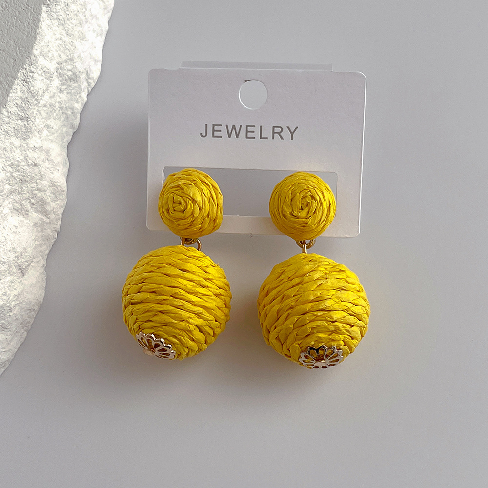 15g Weight Drop Earrings Classification 1 Pair Quantity Street Occasion raffia Material Geometric Pattern Women'S Gender Exaggerated Style 1 Pair Exaggerated Geometric Raffia Women's Drop Earrings 5