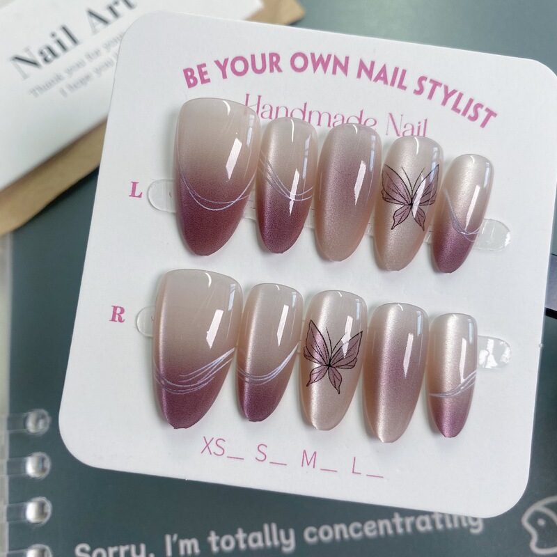 Wearing a bean paste butterfly temperament pure temperament nail art patch prefabricated ten pieces of size/bare strip firm