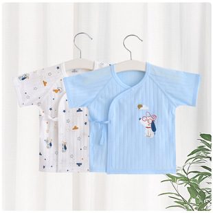 Newborn Baby Monk Clothing Cotton Single-Piece Top Newborn Summer Short-Sleeved Thin 0-6 Months Summer 2-Piece